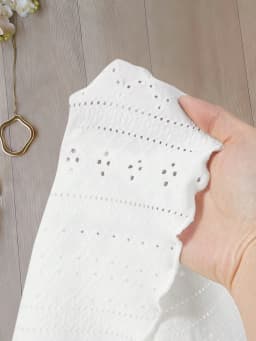 Plus Size Women's White Eyelet Spaghetti Strap Peplum Top