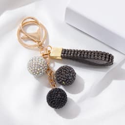 Women's Fashion Jewelry Rhinestone Covered Ball Key Ring Car Keychain Bag Pendant - Elegant Accessory for Automobile Keys