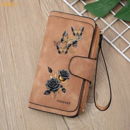 Sunflower Butterfly Pastoral Wind Women Leather Wallets For Woman Long Zipper Large Ladies Clutch Bag Female Purse Card Holder