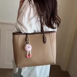 Casual Brown Faux Leather Large Capacity Tote Bag with Adorable Plush Keychain, Stylish Roomy Shoulder Purse for Everyday Use