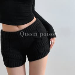 Womens Knitted Shorts Thick Drawstring Elastic Waist Soft Breathable High Waist Female Versatile Y2k Casual Knitting Mini Shorts