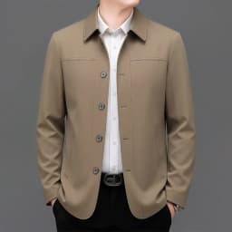 Middle-Aged Man's Loose Casual Spring-Autumn Jacket for Men, Suitable for Middle-Aged and Elderly Dads, with Single Button Closu