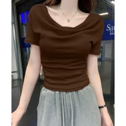 New Summer Design Sense One Shoulder Diagonal Collar Shirt Slim Fit Irregular Short Sleeved T-shirt Plus Size Women's Clothing