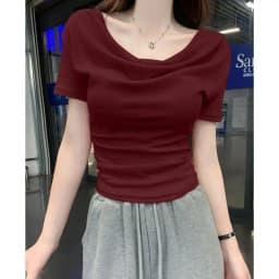 New Summer Design Sense One Shoulder Diagonal Collar Shirt Slim Fit Irregular Short Sleeved T-shirt Plus Size Women's Clothing