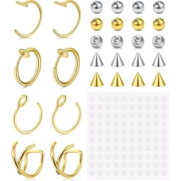 1 Set of Fake Piercings Fake Lip Piercing Fake Lip Ring Fake Nose Ring Hoop Fake Snake Bites Fake Eyebrow Piercing Clip Lip Ring