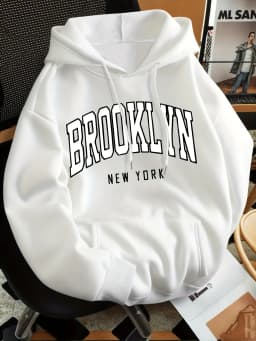 New York Brooklyn Letter Print Style Fashion Men's Women's Hoodie Casual Fashion Casual HipHop Sweatshirt Harajuku Unisex