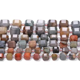Natural Ocean Jasper Stone Beads Faceted Charms Square Cube Shape Beads for Jewelry Making Diy Bracelet Accessories Wholelsale