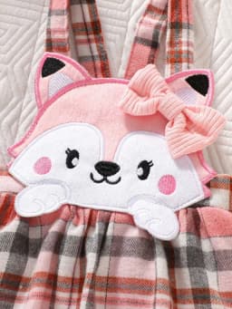 Summer newborn baby girl short sleeved jumpsuit paired with cartoon plaid shoulder strap skirt, headband three piece set
