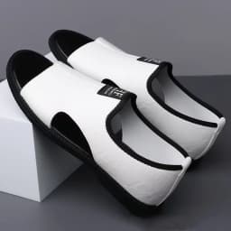 New Style Perforated, Breathable and Anti-Slip Outerwear Casual Leather Slip-On Sandals for Men Size 48 Large Size