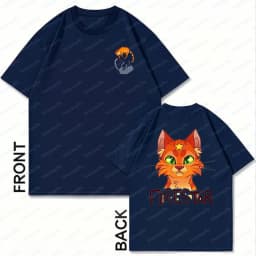 Firestar Cat Warrior Front and Back Print Unisex Cotton T-Shirt Cute Anime Character Tees Fantasy Novels Fans of Warrior Cats