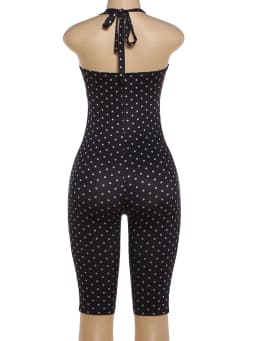 Kliou Polka Dot Print Playsuit Woman Summer Trend Bandage Halter Backless Skinny Peach Hip Hot Girls High Street Fashion Rompers