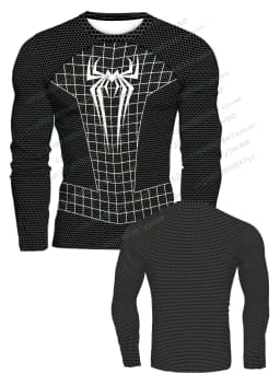 Men'S Casual Sports Top Quick Drying Fabric Long Sleeved T-Shirt 3d Spider Graphic Printing Training Tee Men'S T-Shirt