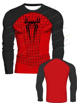 Men'S Casual Sports Top Quick Drying Fabric Long Sleeved T-Shirt 3d Spider Graphic Printing Training Tee Men'S T-Shirt