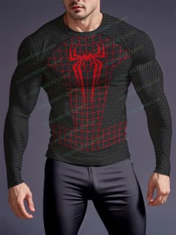 Men'S Casual Sports Top Quick Drying Fabric Long Sleeved T-Shirt 3d Spider Graphic Printing Training Tee Men'S T-Shirt
