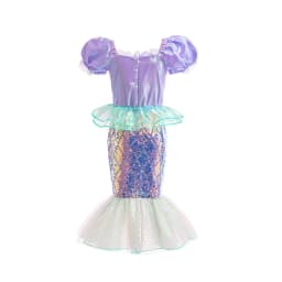 Summer Kids Mermaid Tail Costume Fancy Dress Sparkly Purple Ariel Outfit for Princess Birthday Party Hallowen Carnival Cosplay