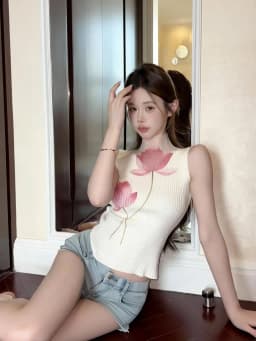 Designer Print Mesh Turtleneck Tank Top Women Basic Sleeveless T-shirt Spring Summer Knitted Tees Casual Outwear