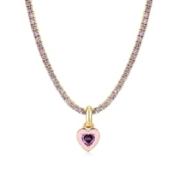 Y2K Sweet Enamel Heart Pendant Necklace for Women Luxury Stainless Steel Colorful Rhinestone Chain Choker Summer Jewelry Gift