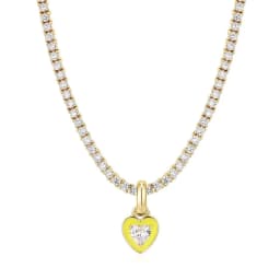 Y2K Sweet Enamel Heart Pendant Necklace for Women Luxury Stainless Steel Colorful Rhinestone Chain Choker Summer Jewelry Gift