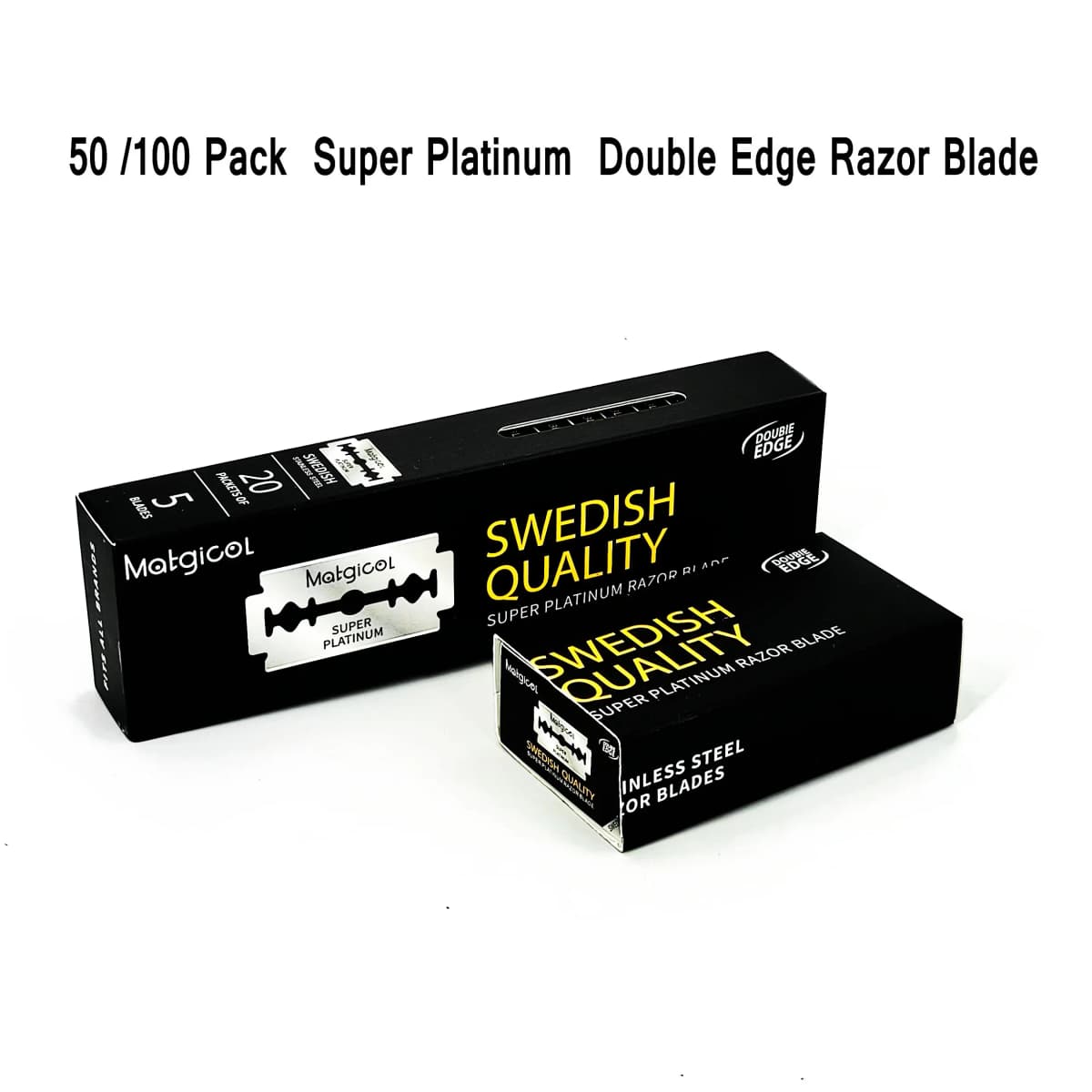 100 Pack Super Platinum Double Edge Razor Blade, Ultra-sharp Stainless Steel for Shaving, Mens Razor Blades one blade razor