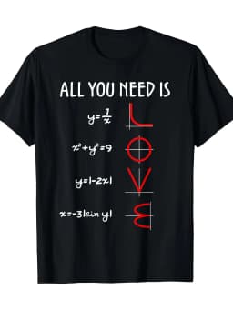 Romantic Math Equation "LOVE" Print T-Shirt Casual Short Sleeve Top for Men and Women Korean Style Fashion Black Vintage Tops