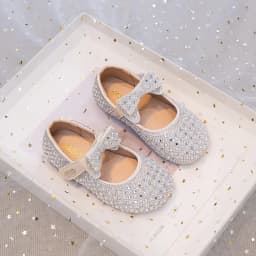 Kids'Casual Shoes PU Leather Fashion Sequin Bow Spring Flat Outdoor Shoes For Girls Anti-slip Silver White Shoes Size 23-36