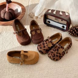 Girls Leather Shoes Toddlers Flats Princess Sweet Little Kids Soft Shoes T-strap Retro Classic Children's Dress Shoes for Party