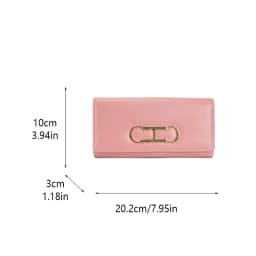 CH Womens Long Wallet Premium Leather Gold Metal Logo Large Capacity Multi Card Slots Daily Commuter Ladies Clutch Purse