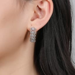 Clustered row zircon earrings and rings set copper plated 14K two-color gold banquet wedding accessories birthday gift