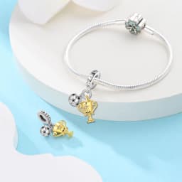 925 Sterling Silver Football Series Plated Football Match Series Charms Bead Fit 3mm 925 Original Bracelets DIY Souvenir Jewelry