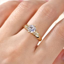 14K Gold Plated CZ Lab Diamond Promise Anniversary Ring 7mm Round Cut Cubic Zirconia Wedding Engagement Rings for Women