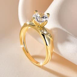 14K Gold Plated CZ Lab Diamond Promise Anniversary Ring 7mm Round Cut Cubic Zirconia Wedding Engagement Rings for Women