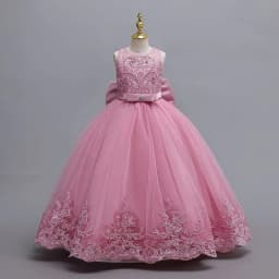 3-12 Year Old Children's Dress Embroidered Bow Lace Wedding Dress Girl Princess Dress for Birthday Party Evening Dress