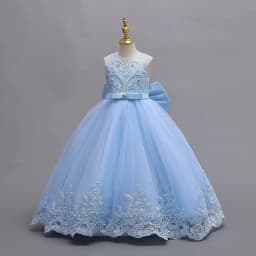 3-12 Year Old Children's Dress Embroidered Bow Lace Wedding Dress Girl Princess Dress for Birthday Party Evening Dress