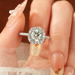 Rrjzz 8mm D Color Halo Round Moissanite Engagement Ring for Women 2CT VVS1 Lab Imitation Diamond Wedding Rings GRA Jewelry Gifts