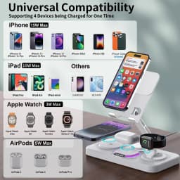 4-in-1 Wireless Charging Station Foldable Multi-function Magnetic Phone Stand Fast Charger For iPhone 16 15 iPad iWatch AirPods