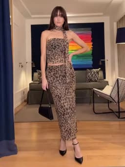 HH Leopard Printed Midi Skirt Sets For Women New Fashion Corsets Top Women's Suit 2 Piece Set Women Outfit Streetwear