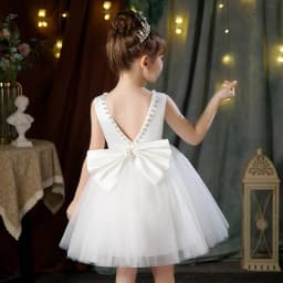 2-10 Years New Girls Princess Dress Summer Tulle Big Bow Girls Wedding Dress Piano Performance Costume Host Costume Kids Clothes