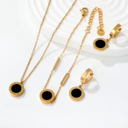 3pcs Woman Men Fashion Roman Digital Wafer Pendant Necklace Earrings Bracelets Stainless Steel Party Bridal Wedding Jewelry Sets
