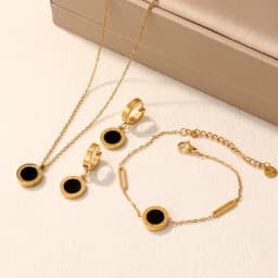 3pcs Woman Men Fashion Roman Digital Wafer Pendant Necklace Earrings Bracelets Stainless Steel Party Bridal Wedding Jewelry Sets