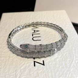 Cool Punk Snake Bangle with Green Eyes - Vintage Realistic Scale Cuff - Perfect Gothic Gift for Her - Party & Daily Wear Jewelry