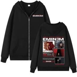 Rapper Eminem Album Graphic Zipper Hoodie Men Women Hip Hop Vintage Zip Up Hooded Sweatshirts Fashion Casual Oversized Pullovers