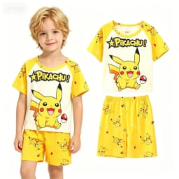 Animal Cartoon Boys Summer Pikachu Pajamas Sets Kids Summer Tops + Shorts Cartoon Sleepwear Pyjamas Toddler Kids Clothes Suits