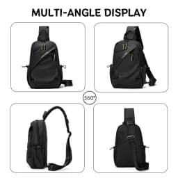 Men's Minimalist Chest Bag PU Film Waterproof Shoulder Bag New Fashionable and Casual Travel Portable Commuting Crossbody Bag