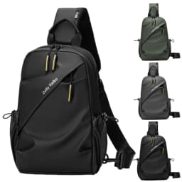 Men's Minimalist Chest Bag PU Film Waterproof Shoulder Bag New Fashionable and Casual Travel Portable Commuting Crossbody Bag
