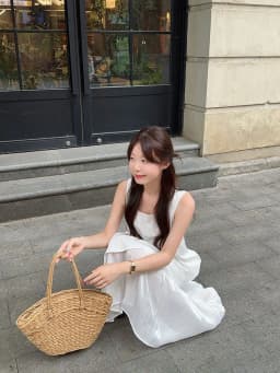 Women's Sleeveless White Midi Dress Loose Layered Ruffle Hem Casual Summer Beach Flowy Dress