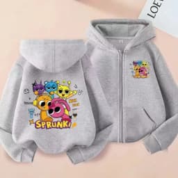 Sprunki Rhythm Box Children's Zipper Hoodie, Unisex Cartoon Jacket for Boys and Girls, Fashion Trendy