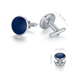 Solid Men's Cufflinks Studs Set For Tuxedo Minimalist Navy Blue Man Shirt Cufflinks For Mens Father Husband Guests Gifts For Wed