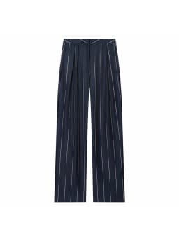 Women Blue Stripe Cropped Blazer Pant Sets Women Stand Neck Short Sleeve Jacket Straight Pants Summer Fashion Lady Suit