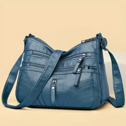Women Vintage Soft Pu Leather Crossbody Bag Multi Zipper Pockets Large Capacity Casual Daily Work Travel Shoulder Handbag Brown