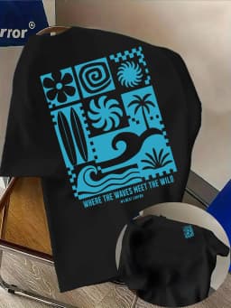Tropical Beach Themed Graphic Tee for Men Breathable 100% Cotton Perfect for Summer Streetwear and Vacation Vibe